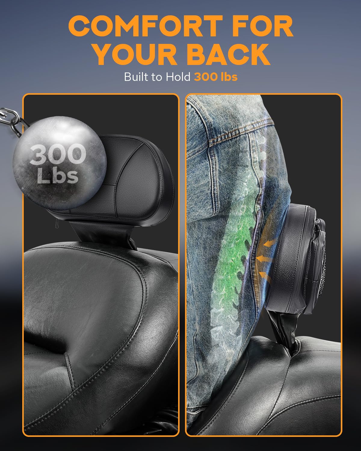 PBYMT backrest adjustment options show customizable ergonomic support.