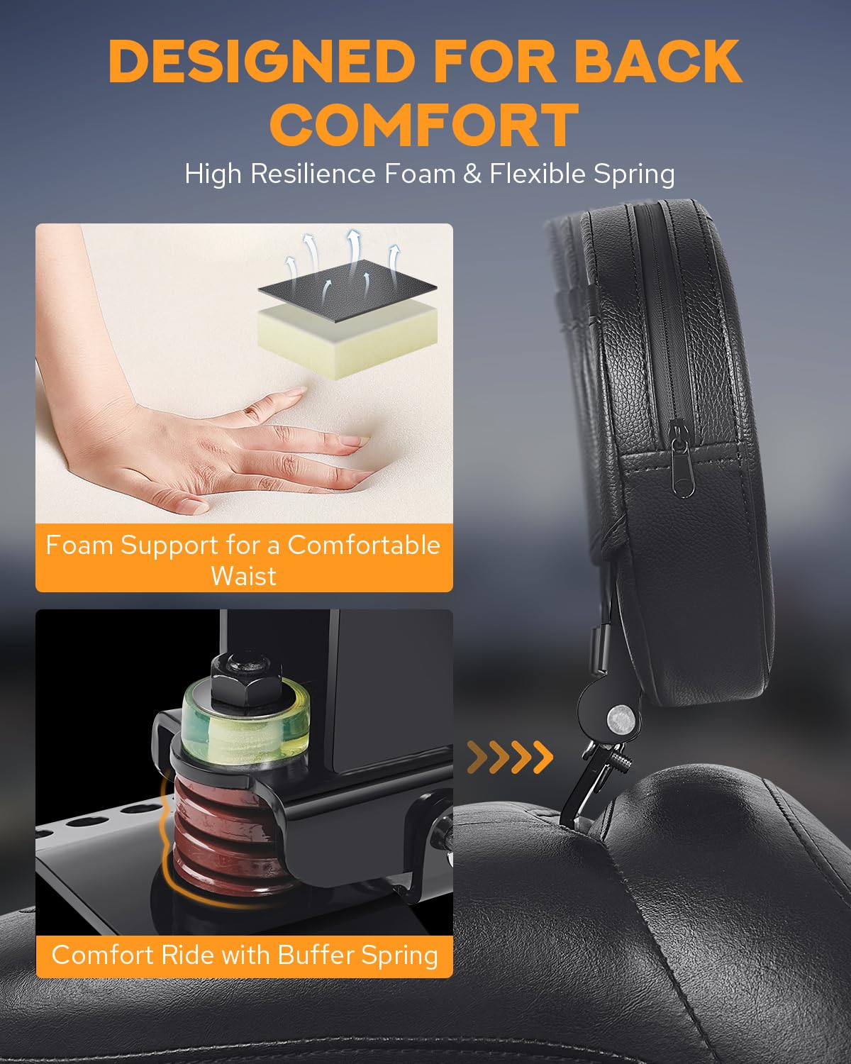 PBYMT backrest upgraded with flexible torsion springs for long-lasting tension