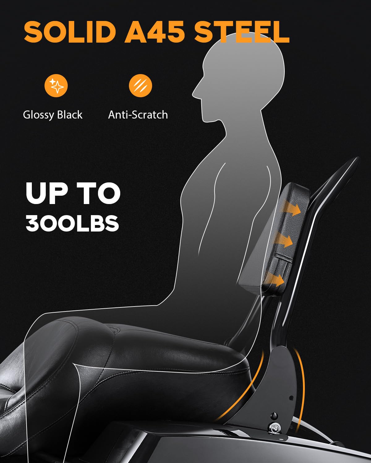 PBYMT backrest with quick-release for easy removal and reattachment on Harley touring.