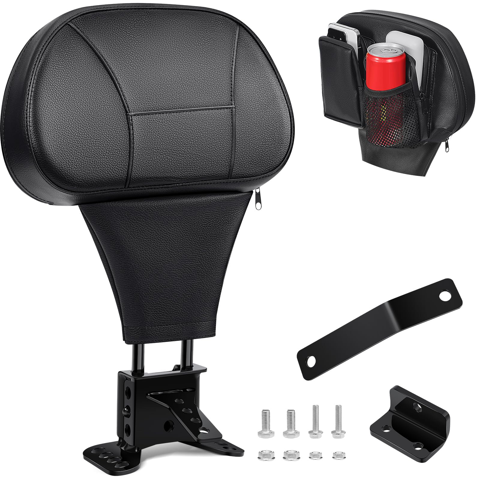PBYMT driver backrest installation on Harley for improved comfort.