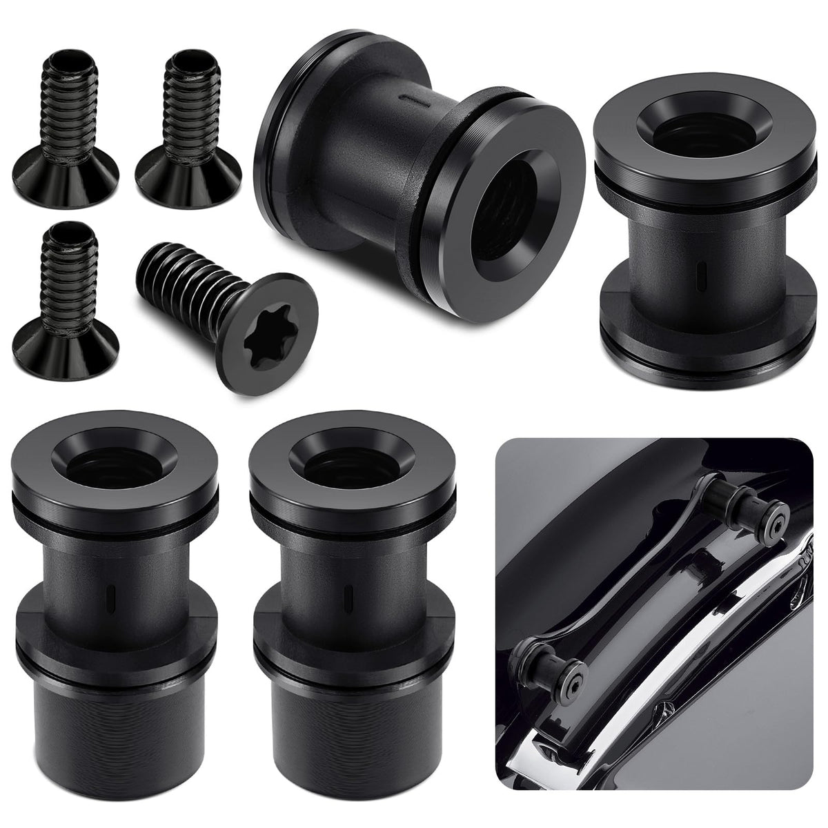 PBYMT four-point docking hardware kit packaging shows complete mounting components for Harley Touring bikes.