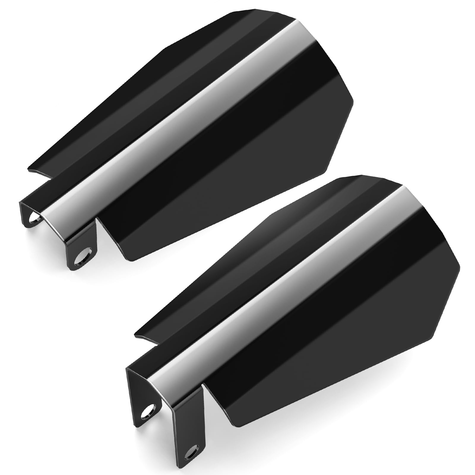 PBYMT gloss black coffin cut handguards on Harley front view shielding wind.