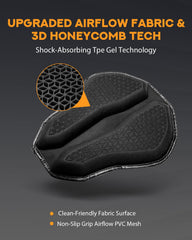 PBYMT seat cushion with 3D honeycomb structure enhances airflow for long rides.