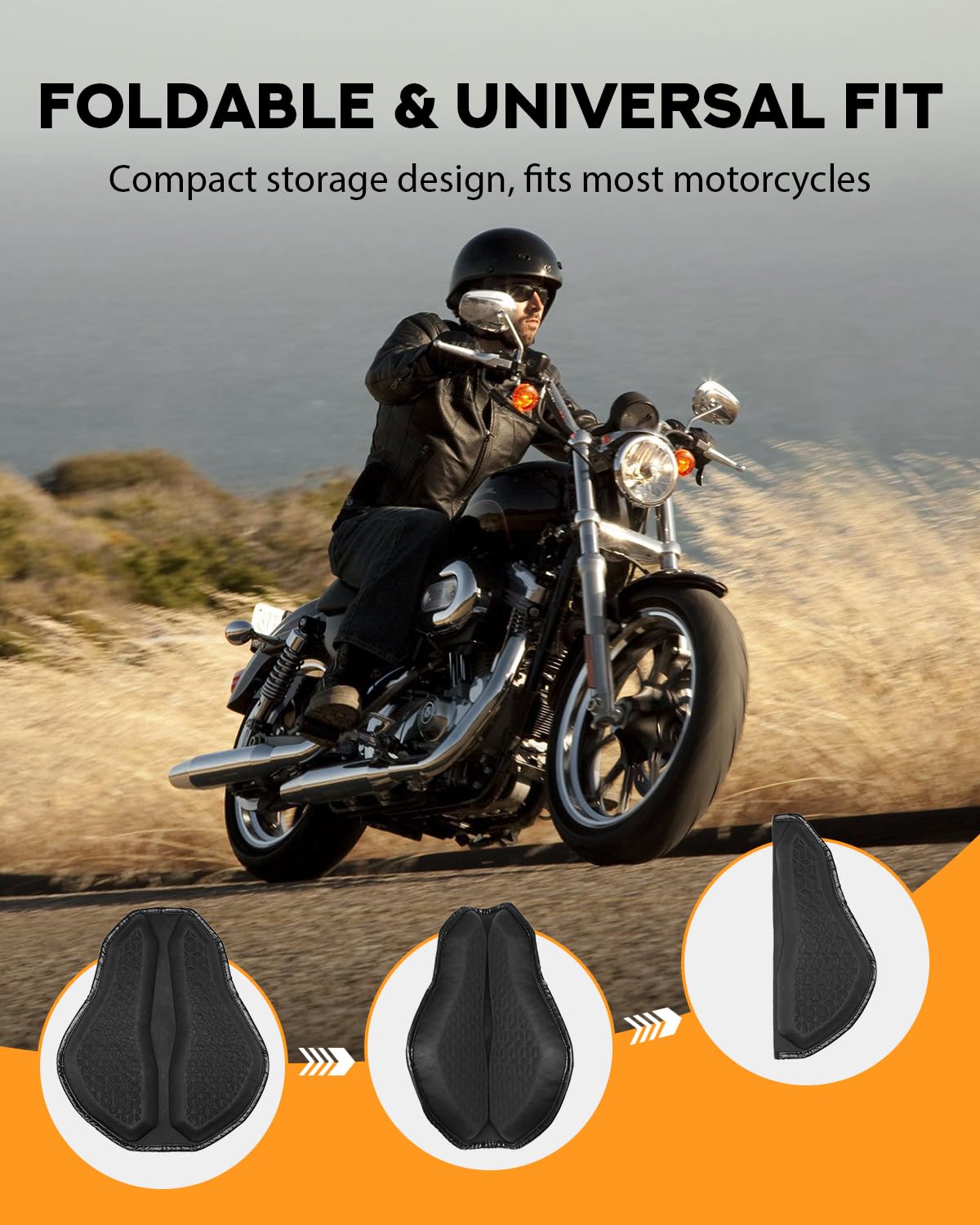 PBYMT anti-slip base with double straps keeps the cushion secure on your bike.