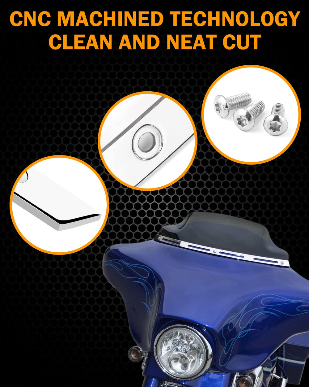 PBYMT batwing windscreen trim on Harley Tri Glide creates a cohesive fairing gap.