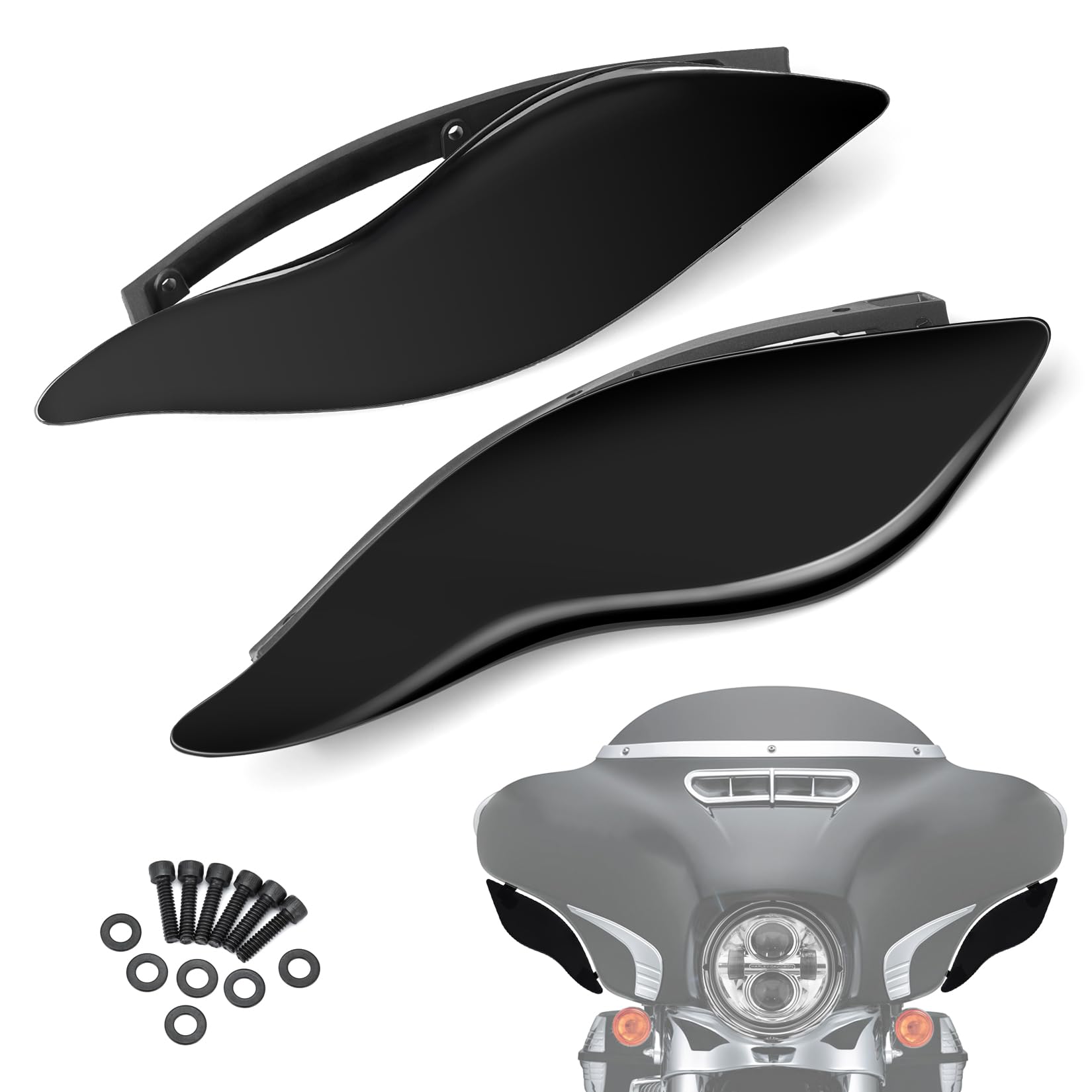 PBYMT side wings left deflector redirects airflow for rider comfort on highway
