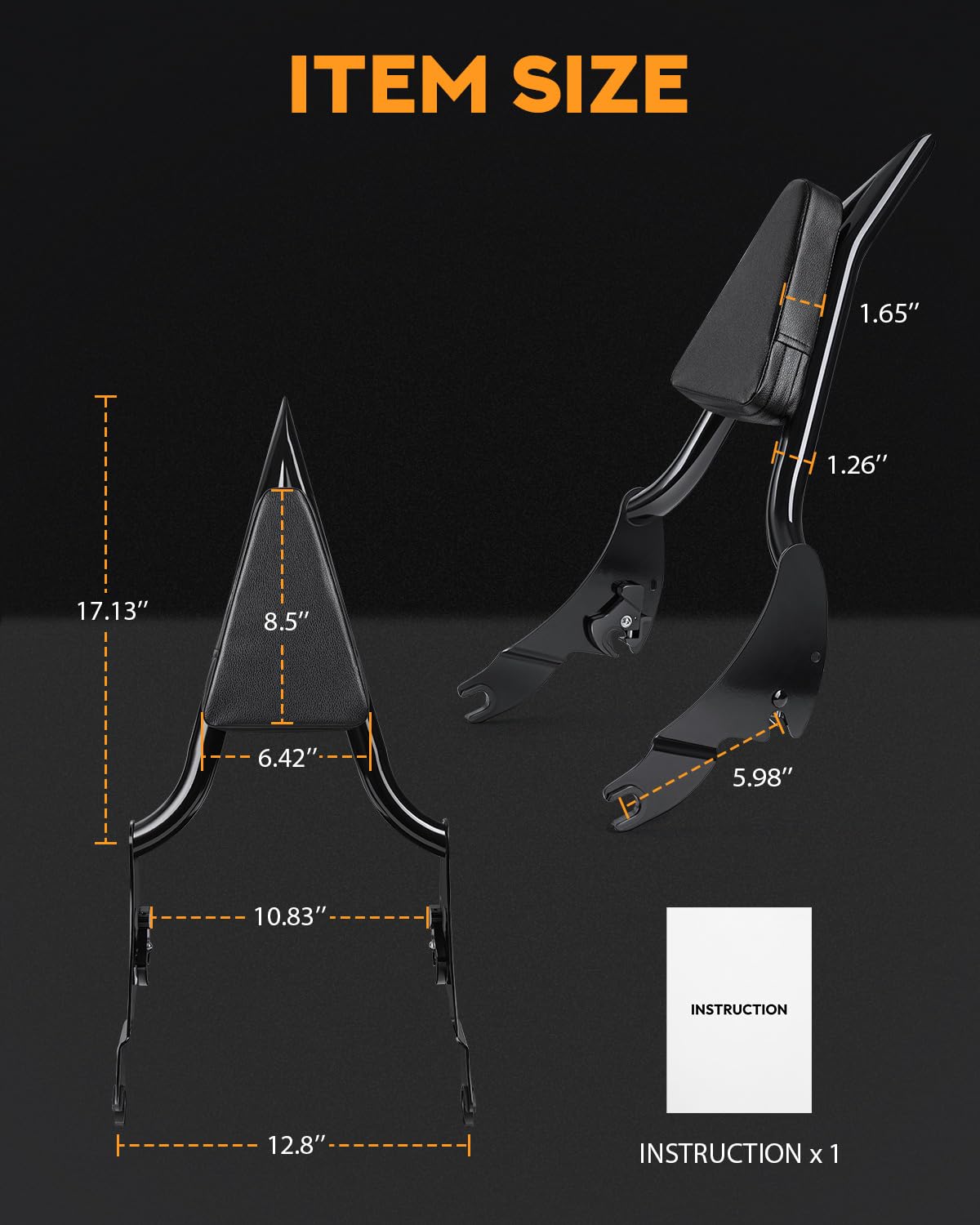 PBYMT touring sissy bar backrest in black completes the bike's setup.
