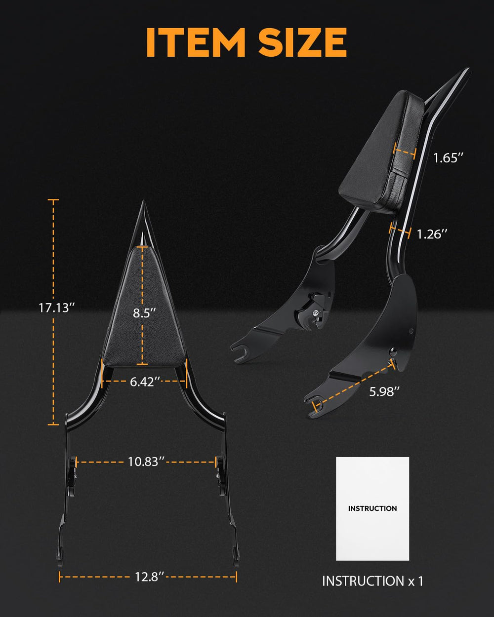 PBYMT touring sissy bar backrest in black completes the bike's setup.
