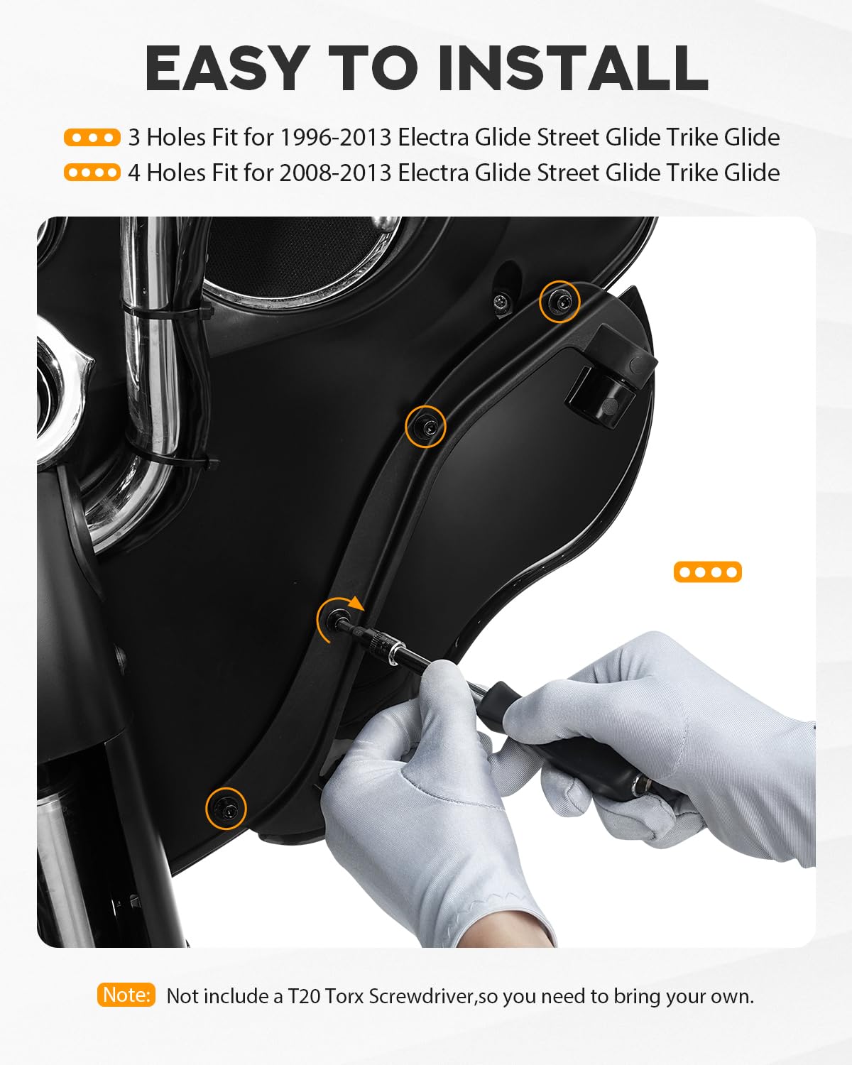 PBYMT wind deflectors reducing wind impact on elbows for a smoother ride.