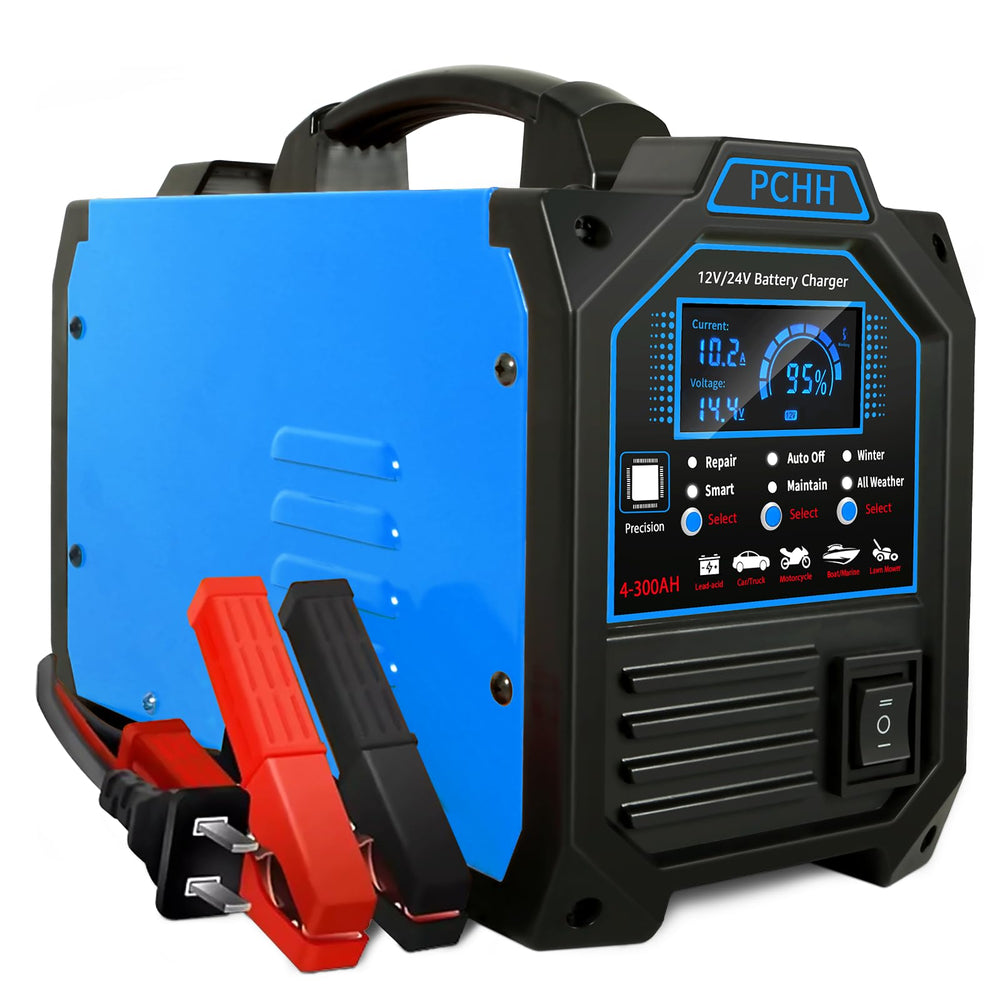 PCHH battery charger durability close-up of copper coil and rugged casing for heavy use