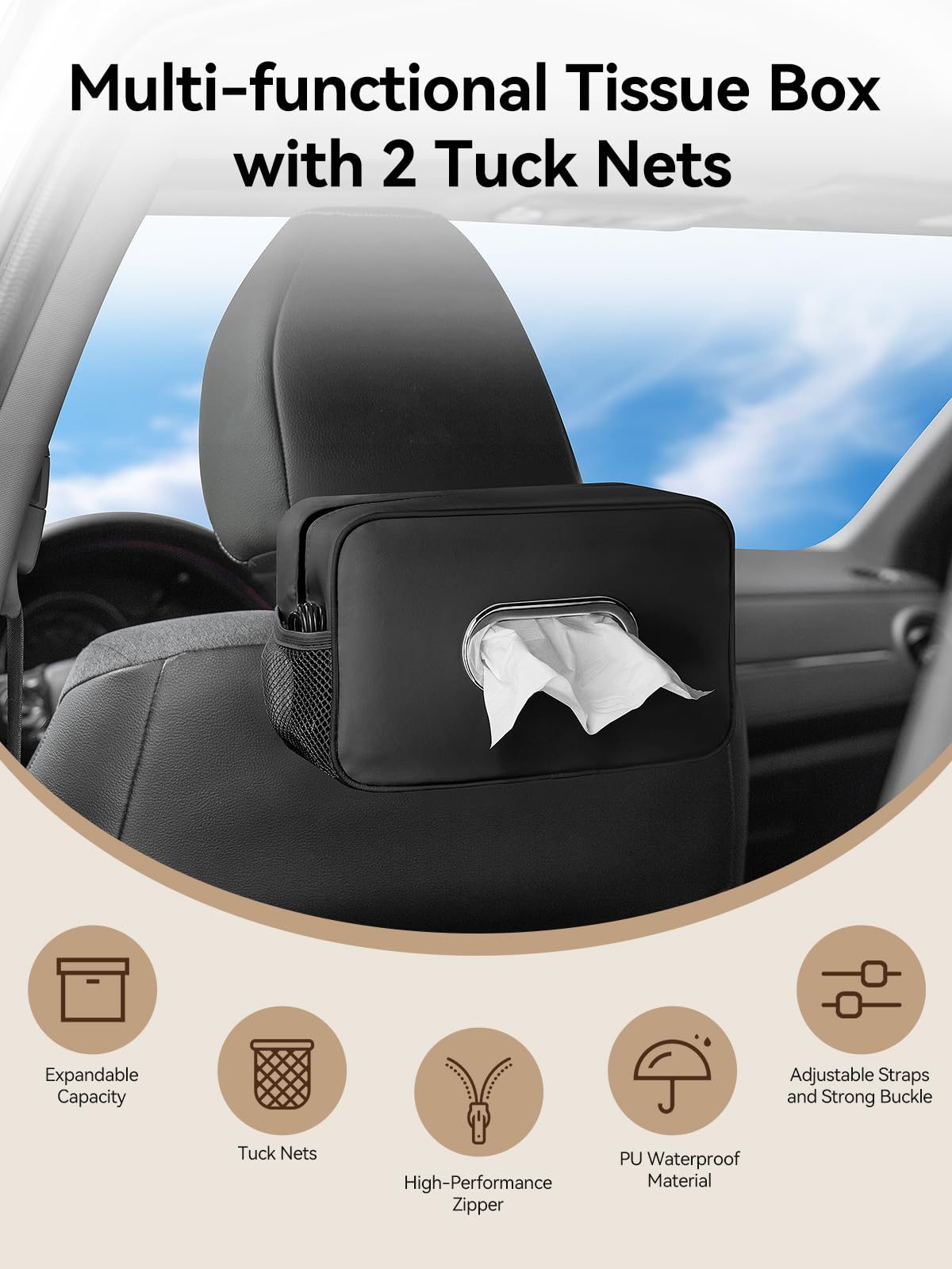 Pcnjozx tissue holder installed on center console for quick access