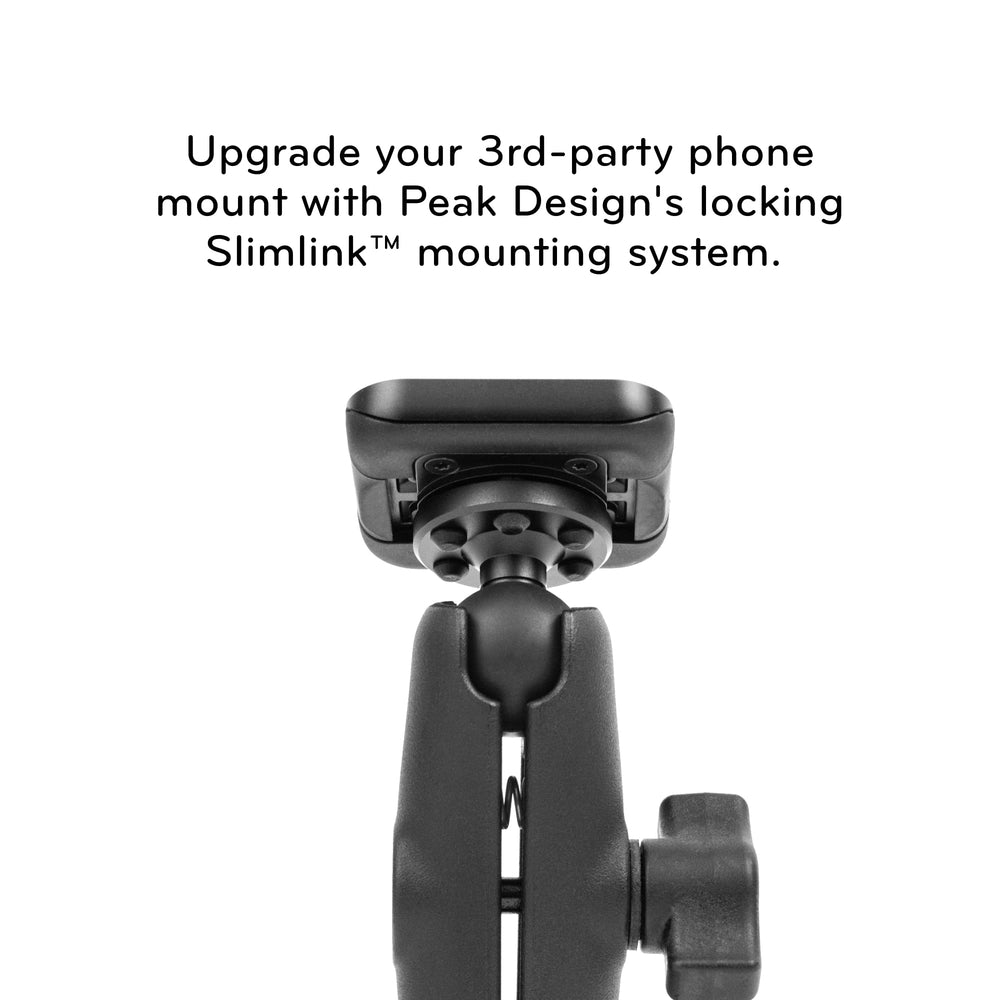 Peak Design Mobile Ball Mount Adapter with push-button release for fast one-handed access.