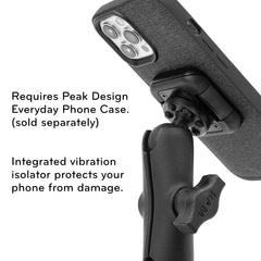 Peak Design vibration isolator on Mobile Ball Mount Adapter for steadier viewing.
