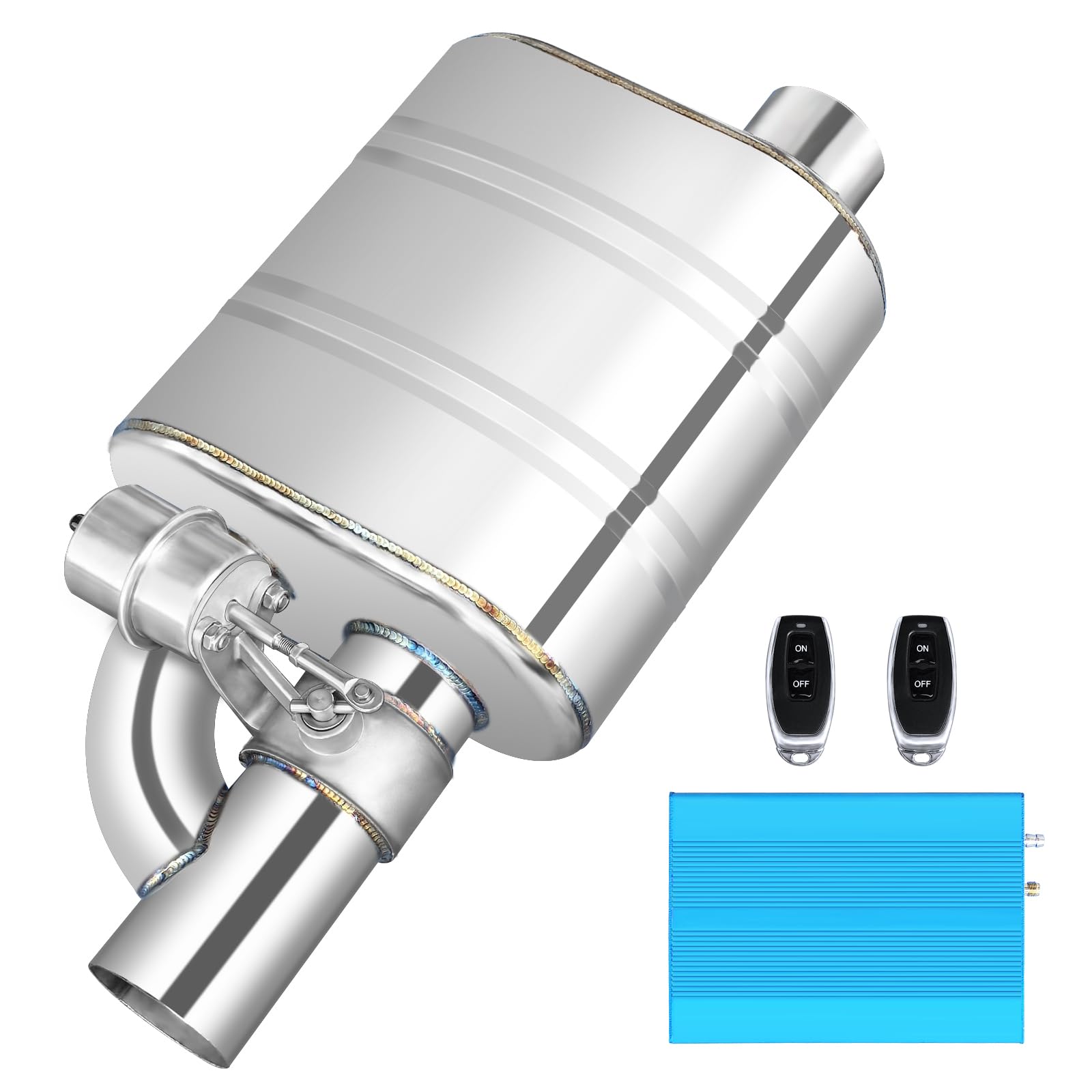 Peastorm 3in valved exhaust cutout open for maximum flow and bold tone.