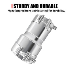 Peastorm exhaust adapter closeup shows durable clamps and smooth mating surface