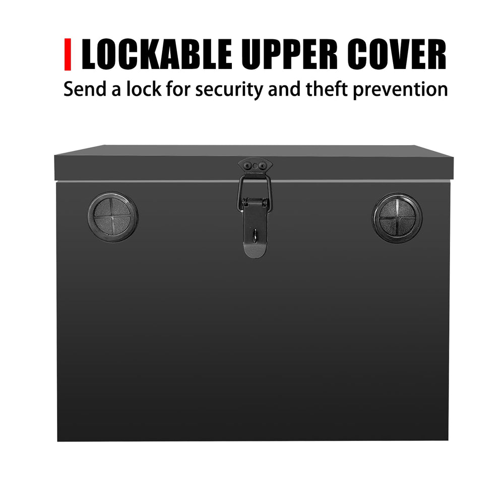 Peastorm battery box side view with mounting holes for secure installation.