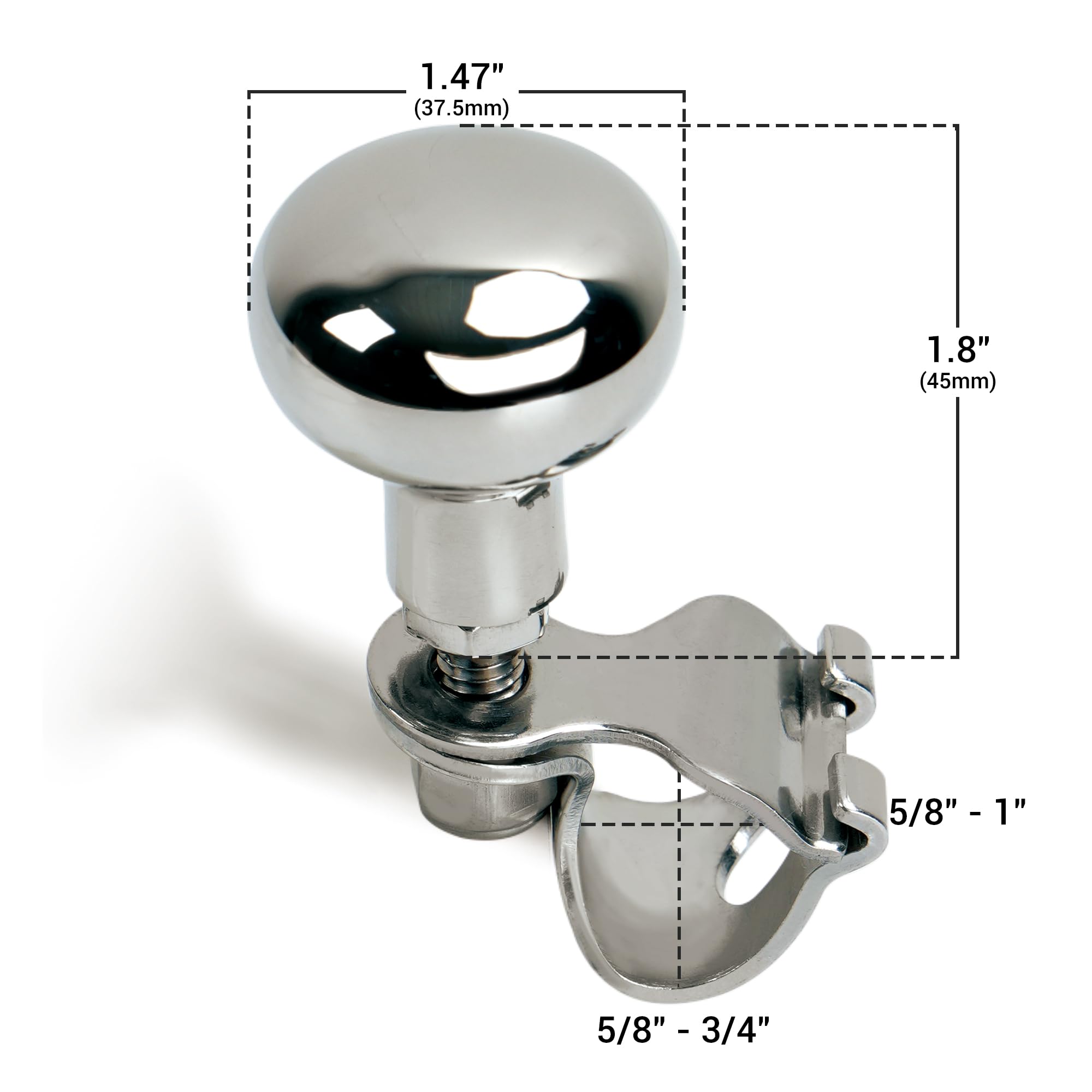 Knob mounted on a pontoon steering wheel ready for maneuvering