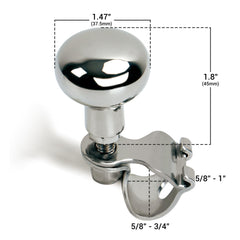 Knob mounted on a pontoon steering wheel ready for maneuvering