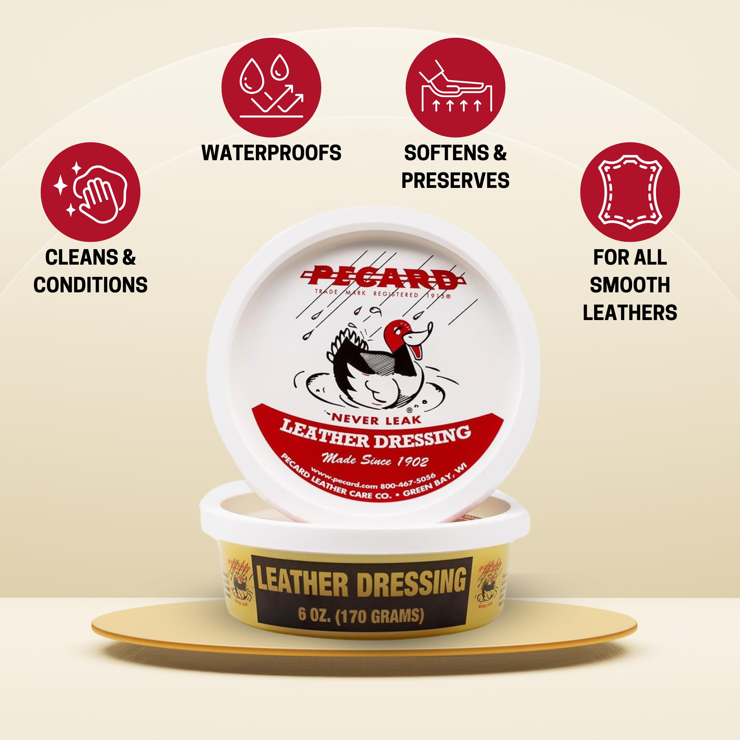 Pecard Leather Dressing used on exotic leather to restore suppleness and finish.