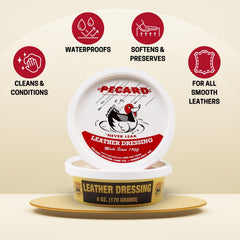 Pecard Leather Dressing used on exotic leather to restore suppleness and finish.