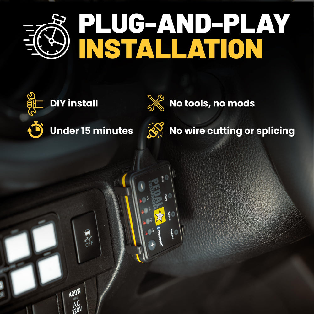 PEDAL COMMANDER anti‑theft app tab demonstrates locking gas pedal feature