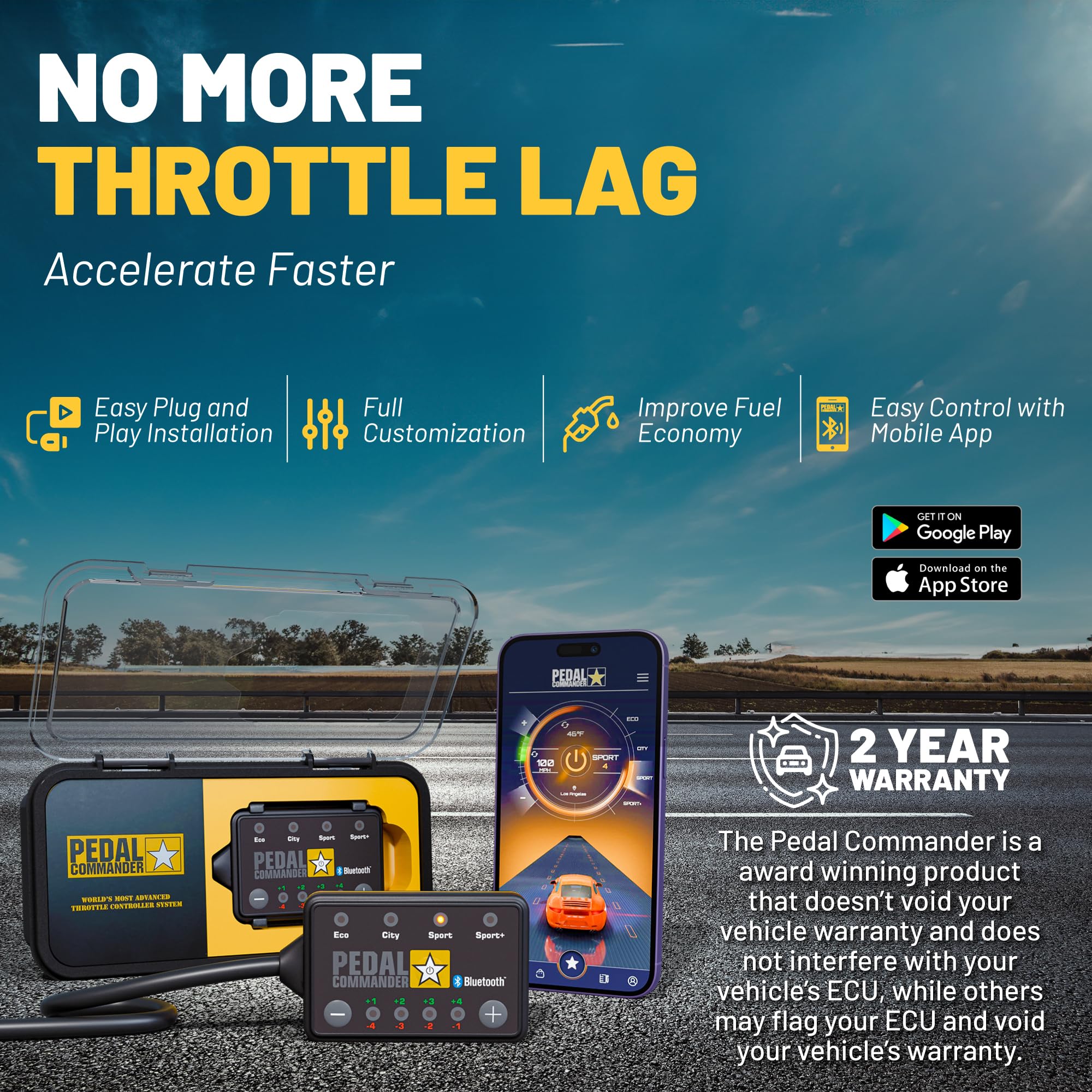 PEDAL COMMANDER app control screen view for quick throttle tuning.