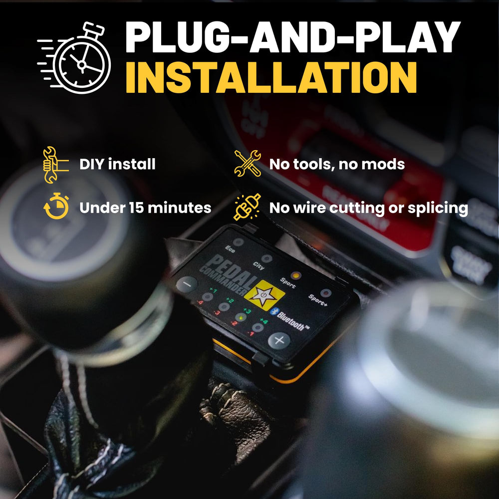 Pedal Commander ECU compatibility image confirms non-invasive integration with the Gladiator.