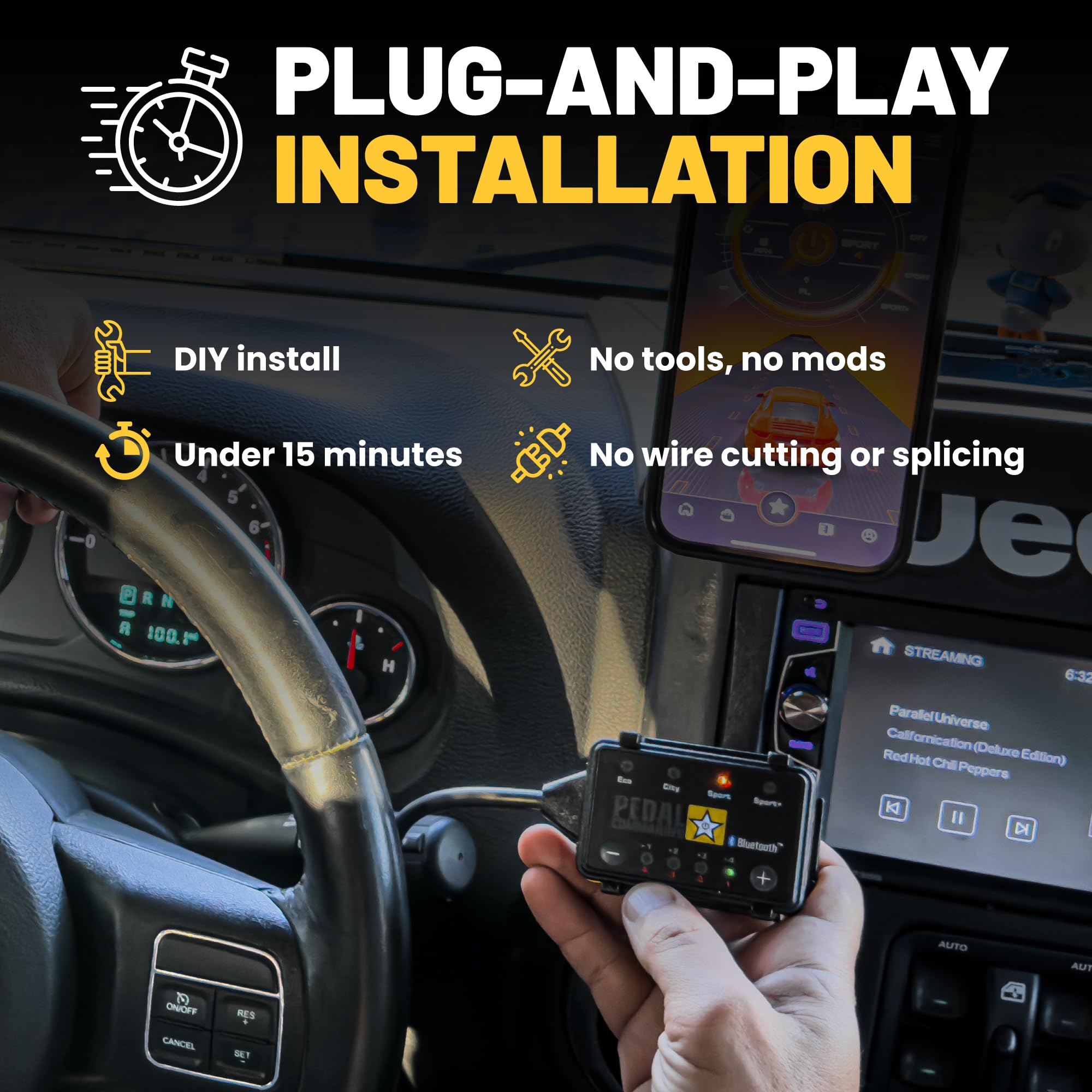 PEDAL COMMANDER ECU footprint-free installation preserves factory electronics.