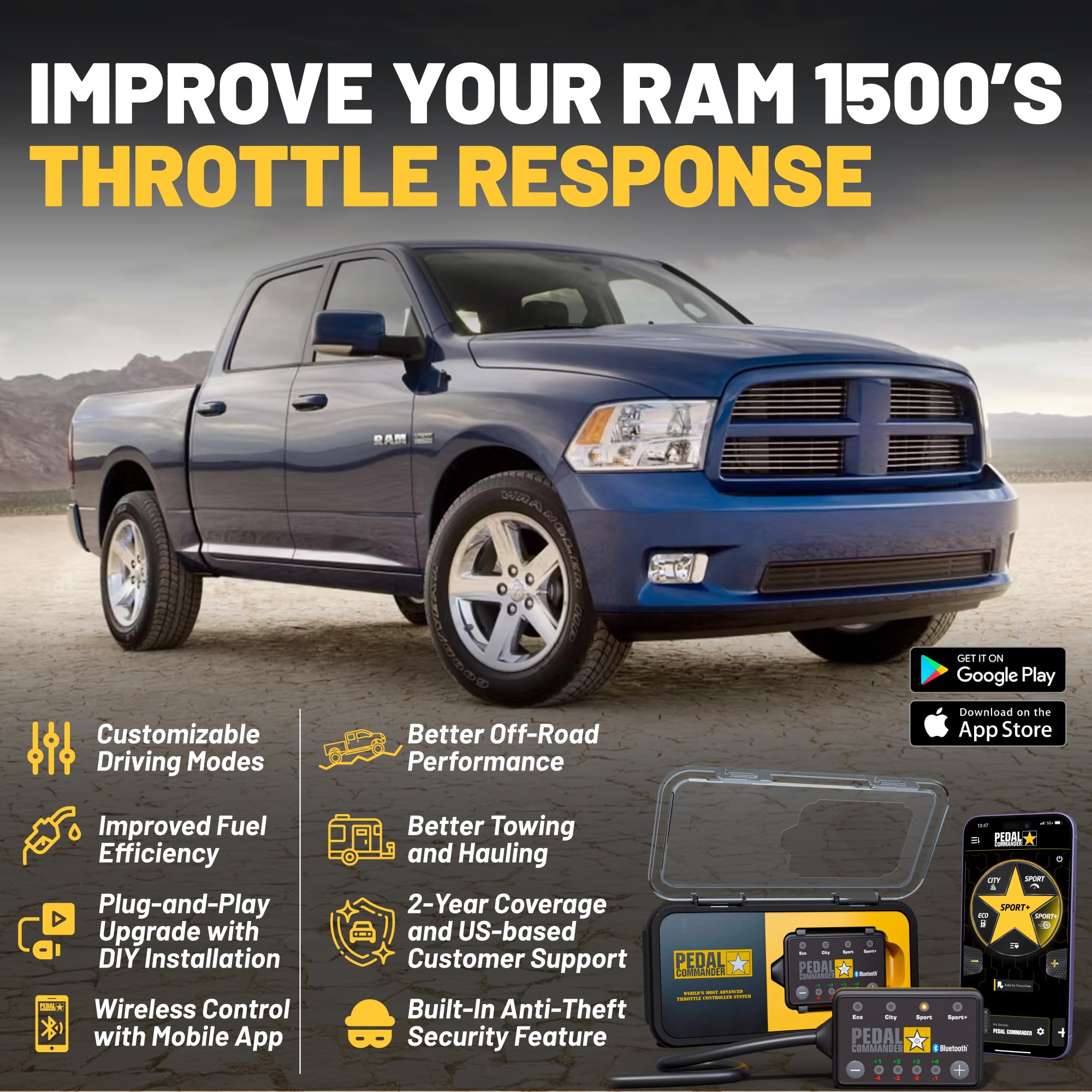 Pedal Commander Ram app control lets you tune modes from your phone