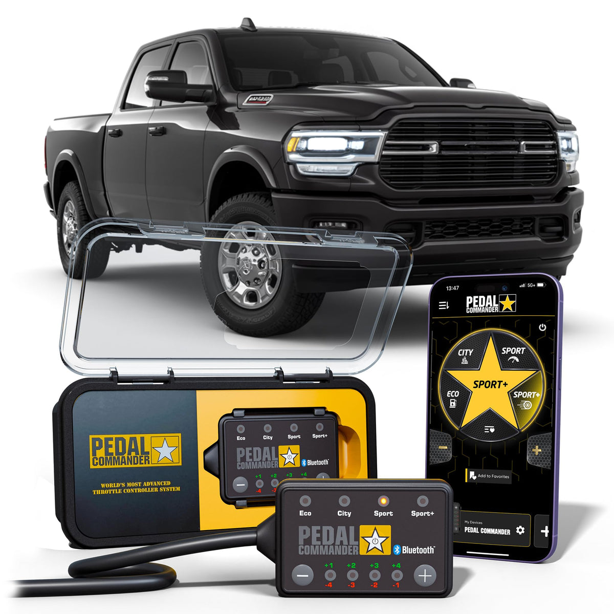 PEDAL COMMANDER installation on RAM 2500/3500 enables quick, tool-free setup.