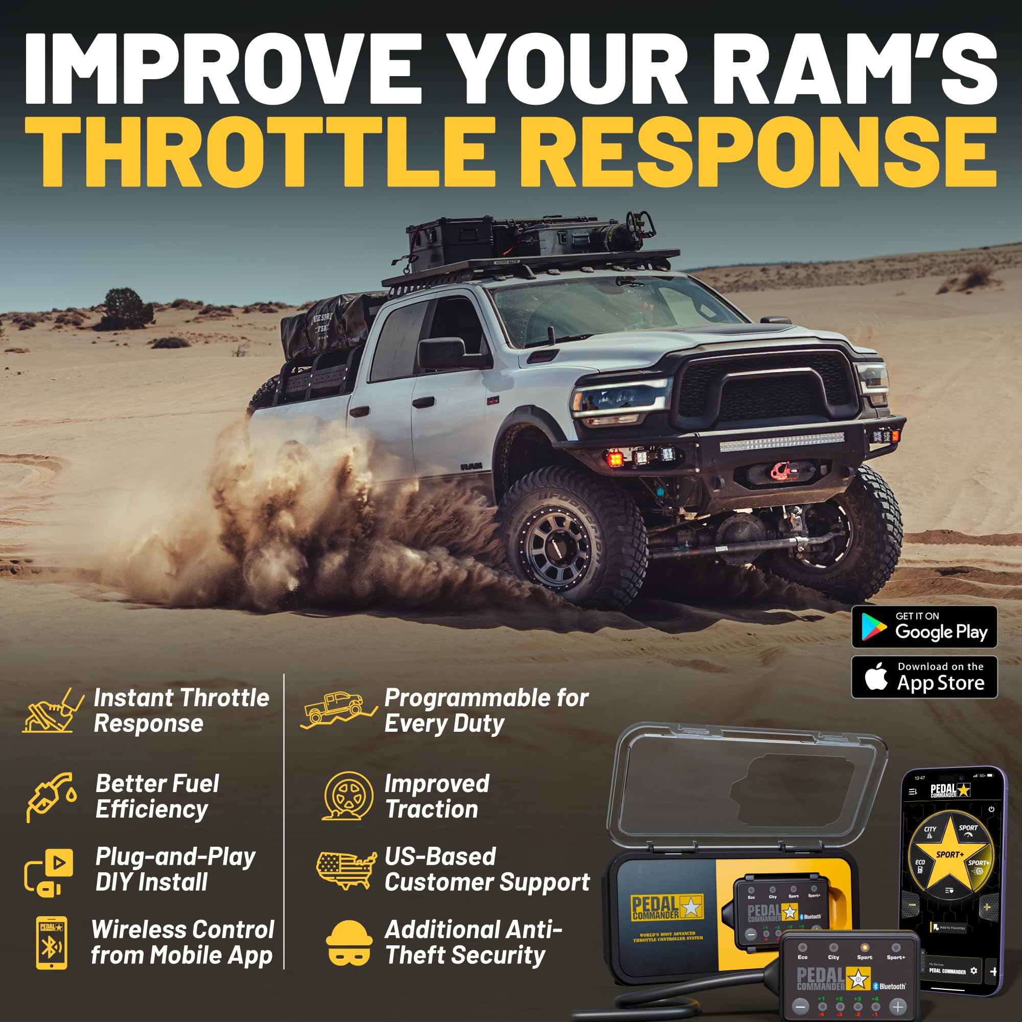 PEDAL COMMANDER throttle-response focus for RAM 2500/3500 enhances highway merges.