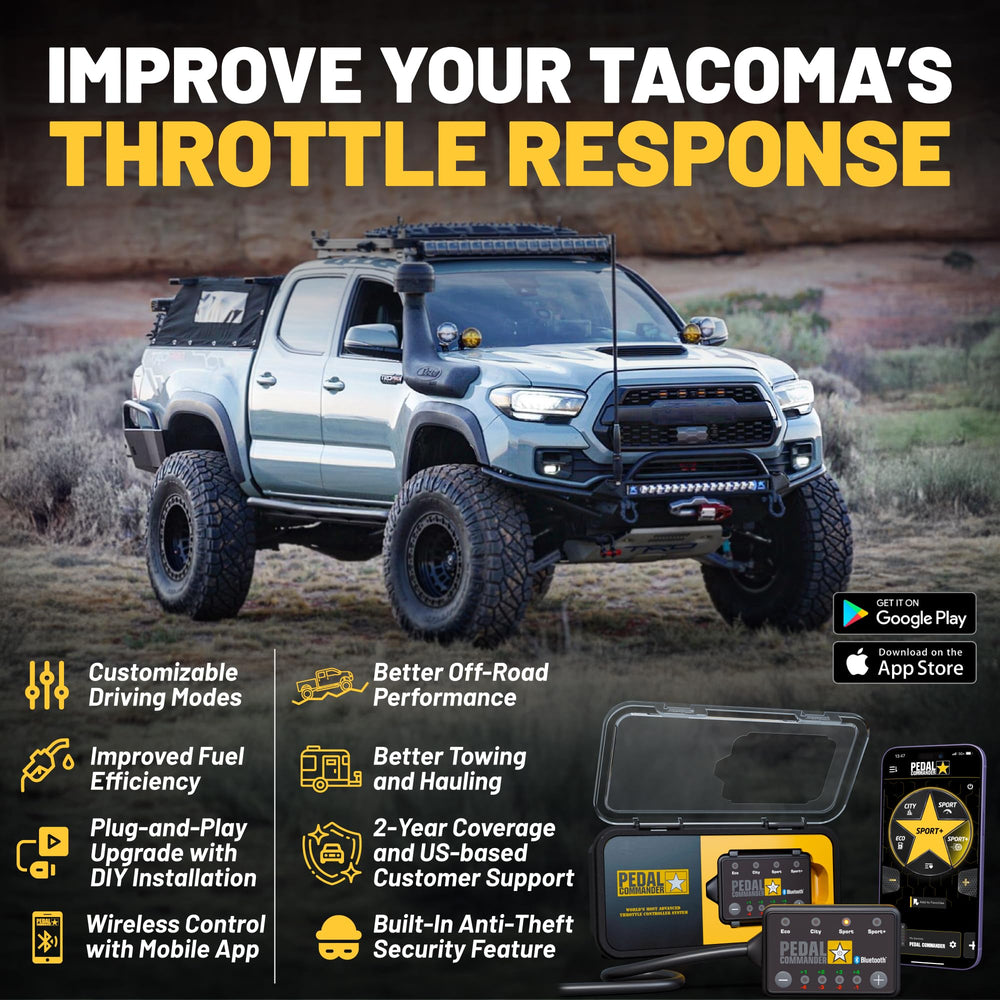 PEDAL COMMANDER app control interface on Tacoma for wireless settings management