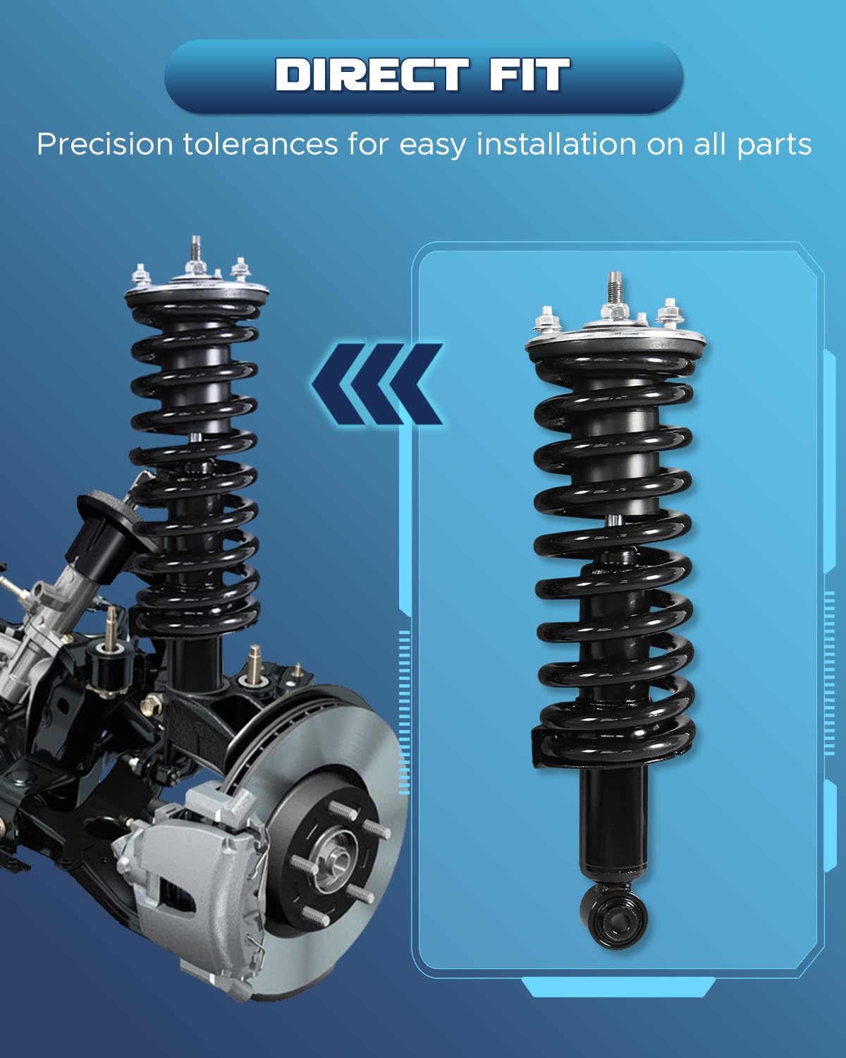 Peforway four-piece kit provides complete replacement for front and rear suspension.