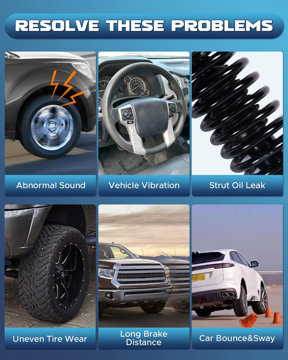 Peforway rear shock absorber assembly for Chevy Silverado 1500 improves stability on rough roads.
