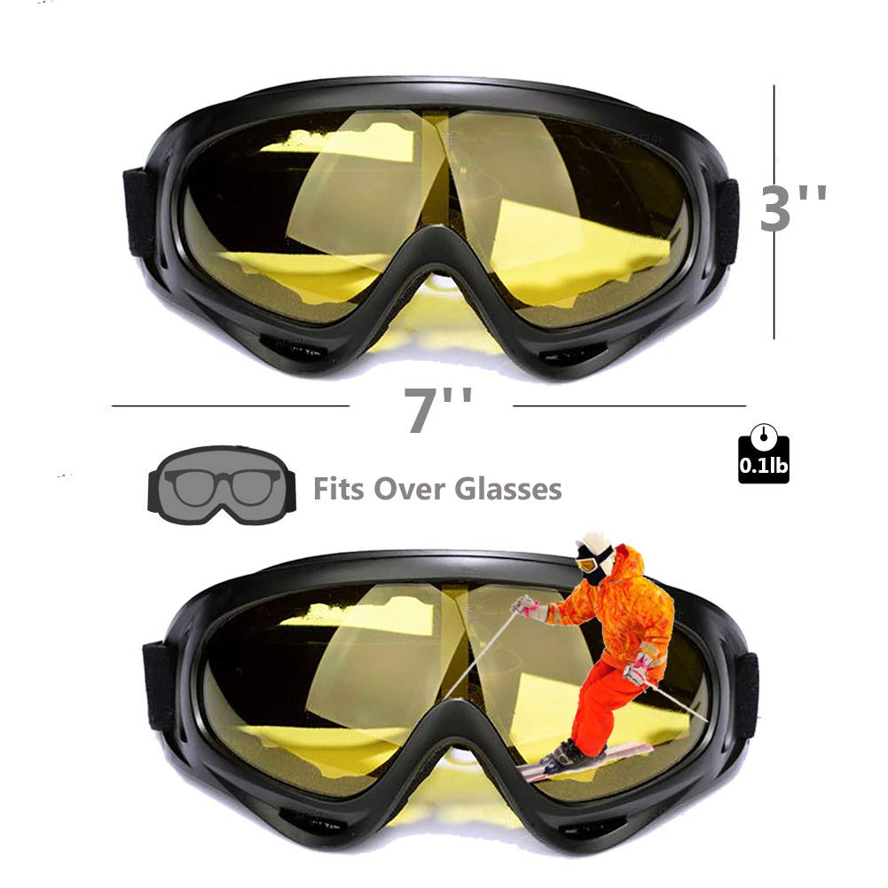 Peicees dirt bike goggles yellow lens for enhanced contrast in low light.
