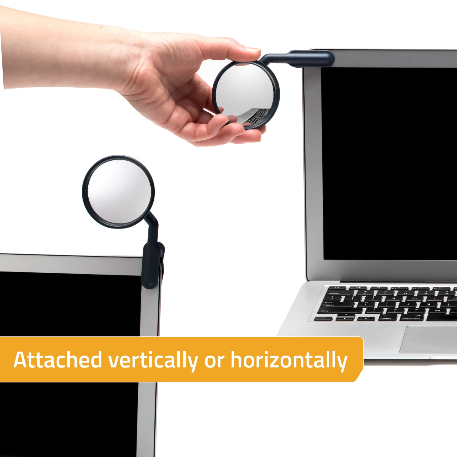 PELEG DESIGN Watch-It convex cabinet mirror protects your screen while viewing behind