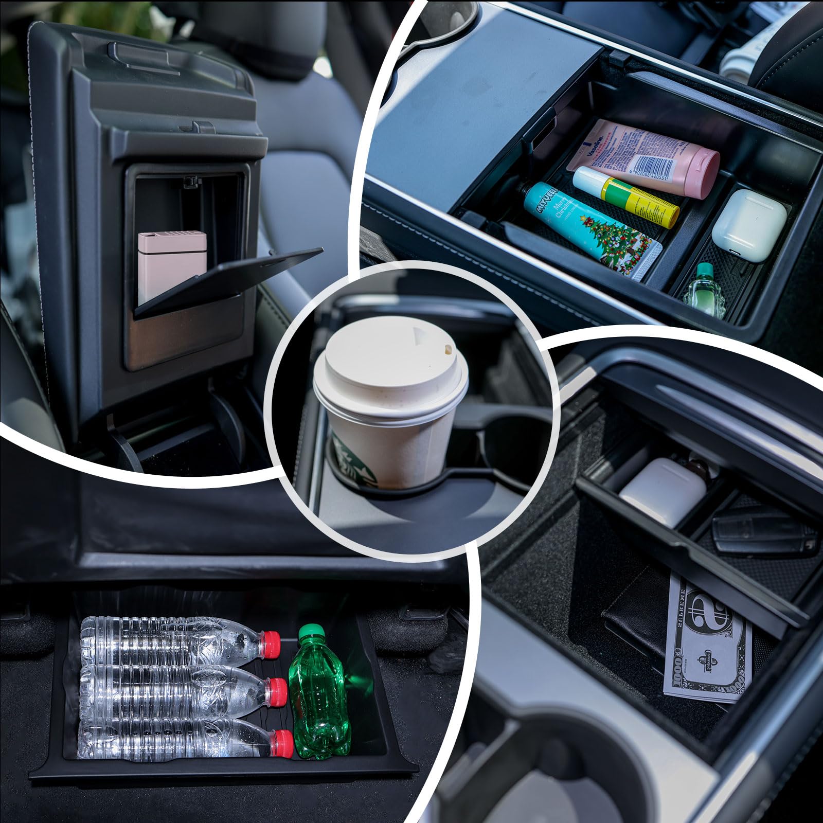 Peleg Tree armrest hidden storage box for Tesla Model Y discreet organization