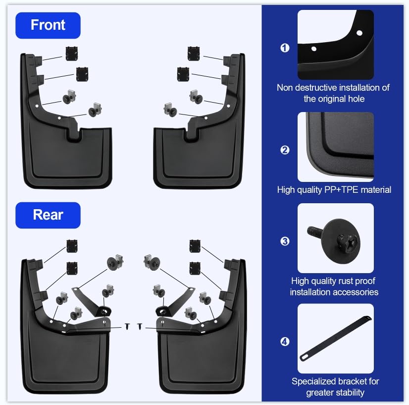 Peleus Ford F-150 mud flaps install without drilling, preserving factory paint