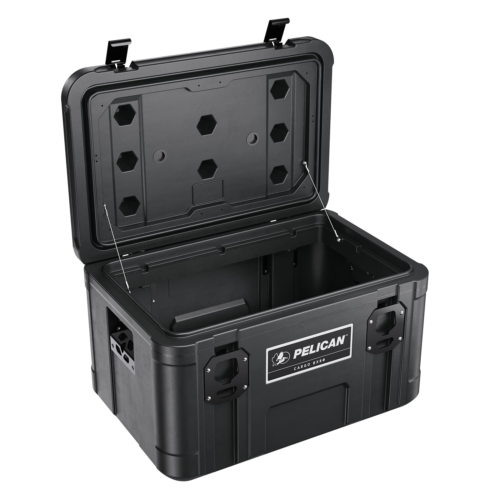 Pelican BX80 Cargo Case open lid highlights quick access to tools.