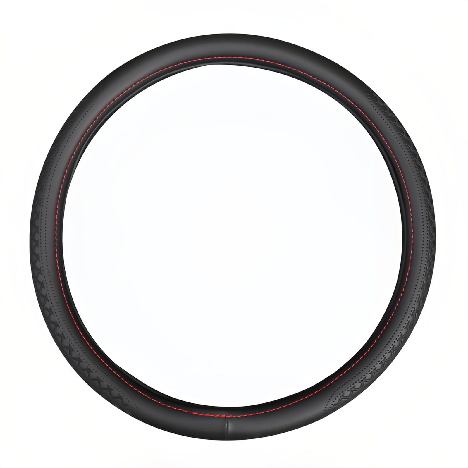 PEMUUOI 18inch steering wheel cover with soft-touch leather for comfortable grip on long hauls.