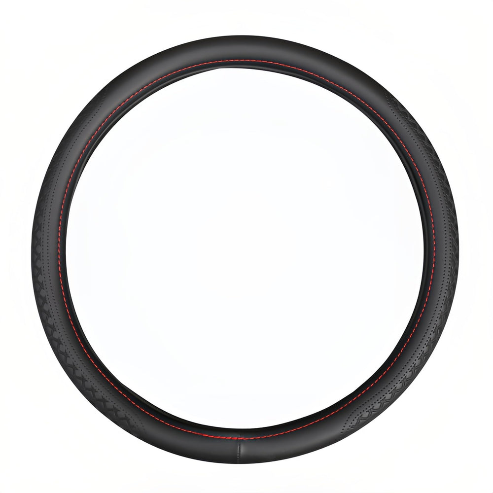 PEMUUOI 18inch steering wheel cover with soft-touch leather for comfortable grip on long hauls.