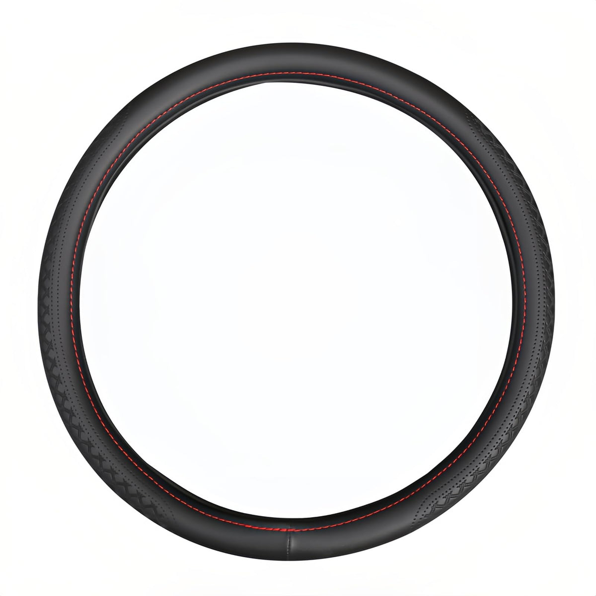 PEMUUOI 18inch steering wheel cover with soft-touch leather for comfortable grip on long hauls.