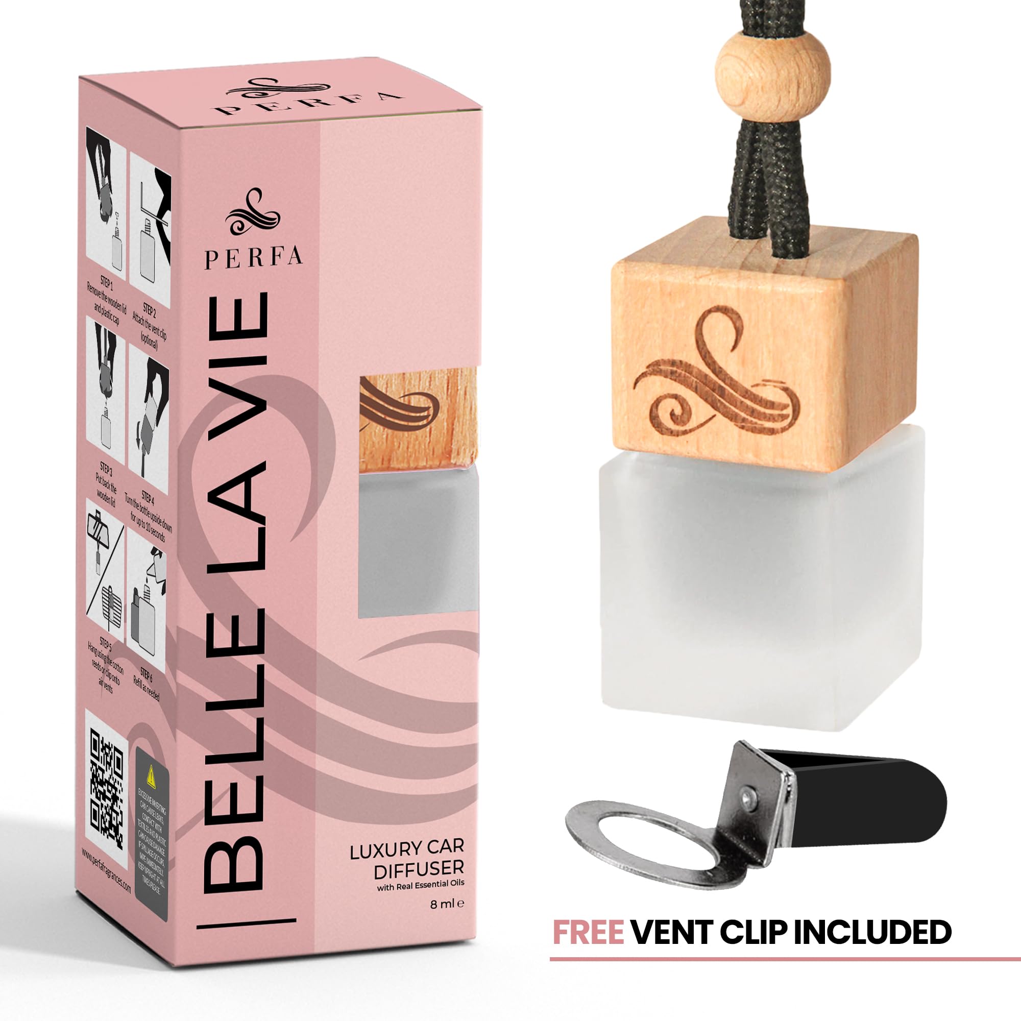 Perfa Belle La Vie vent clip in car; long-lasting scent during drives.