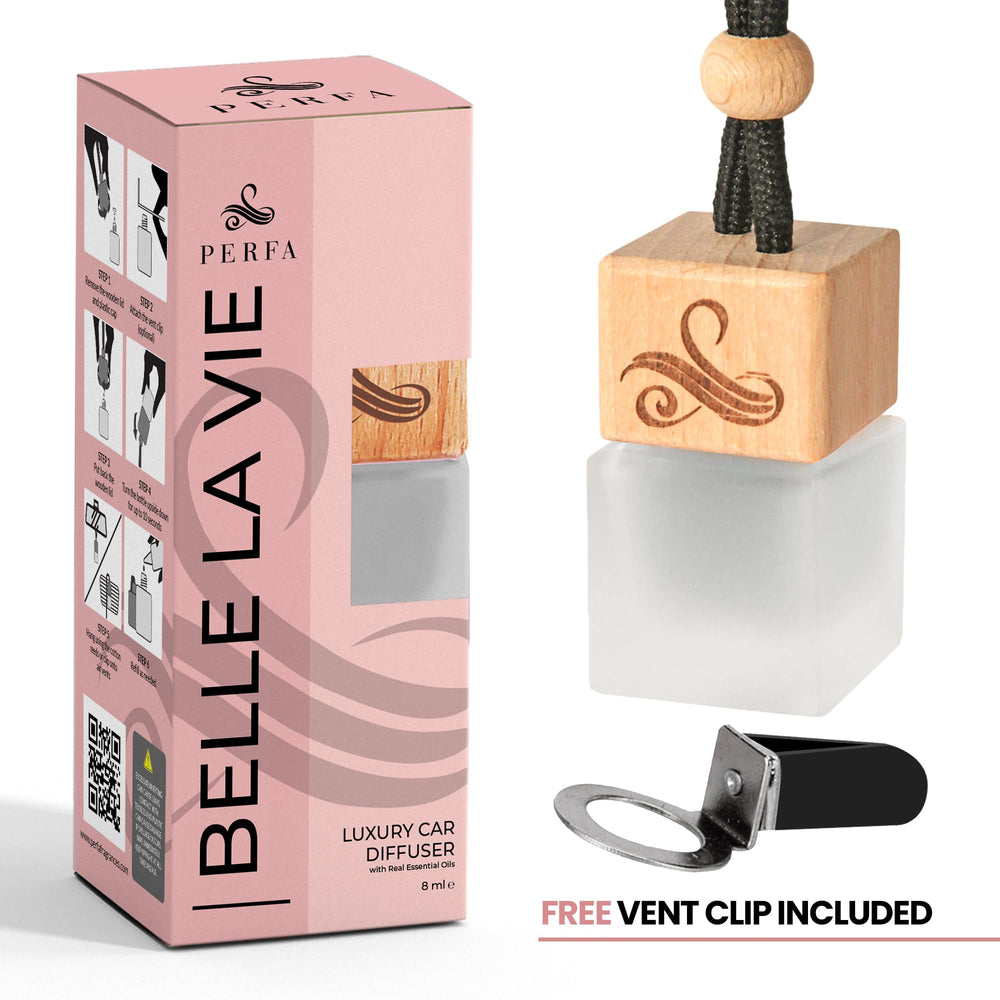 Perfa Belle La Vie vent clip in car; long-lasting scent during drives.