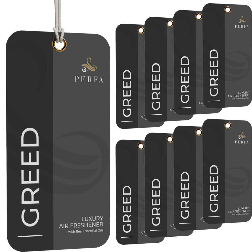 Perfa Greed disposable air fresheners pack nine for long-lasting car fragrance