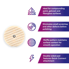 Double-sided pad attached to Quick Connect and Hookit systems for easy changes