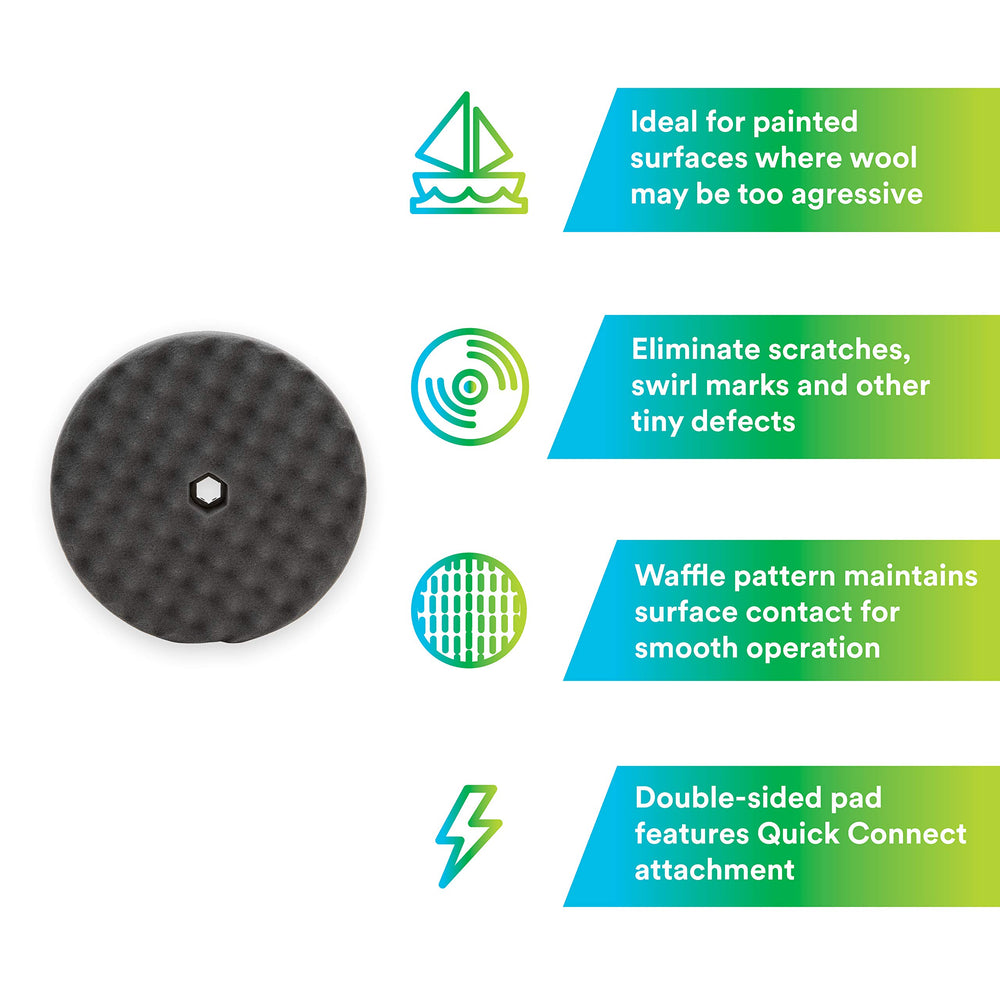 Perfect-It foam pad 8in works with compatible polish for smoother swirls.