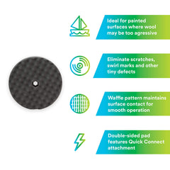 Perfect-It foam pad 8in works with compatible polish for smoother swirls.