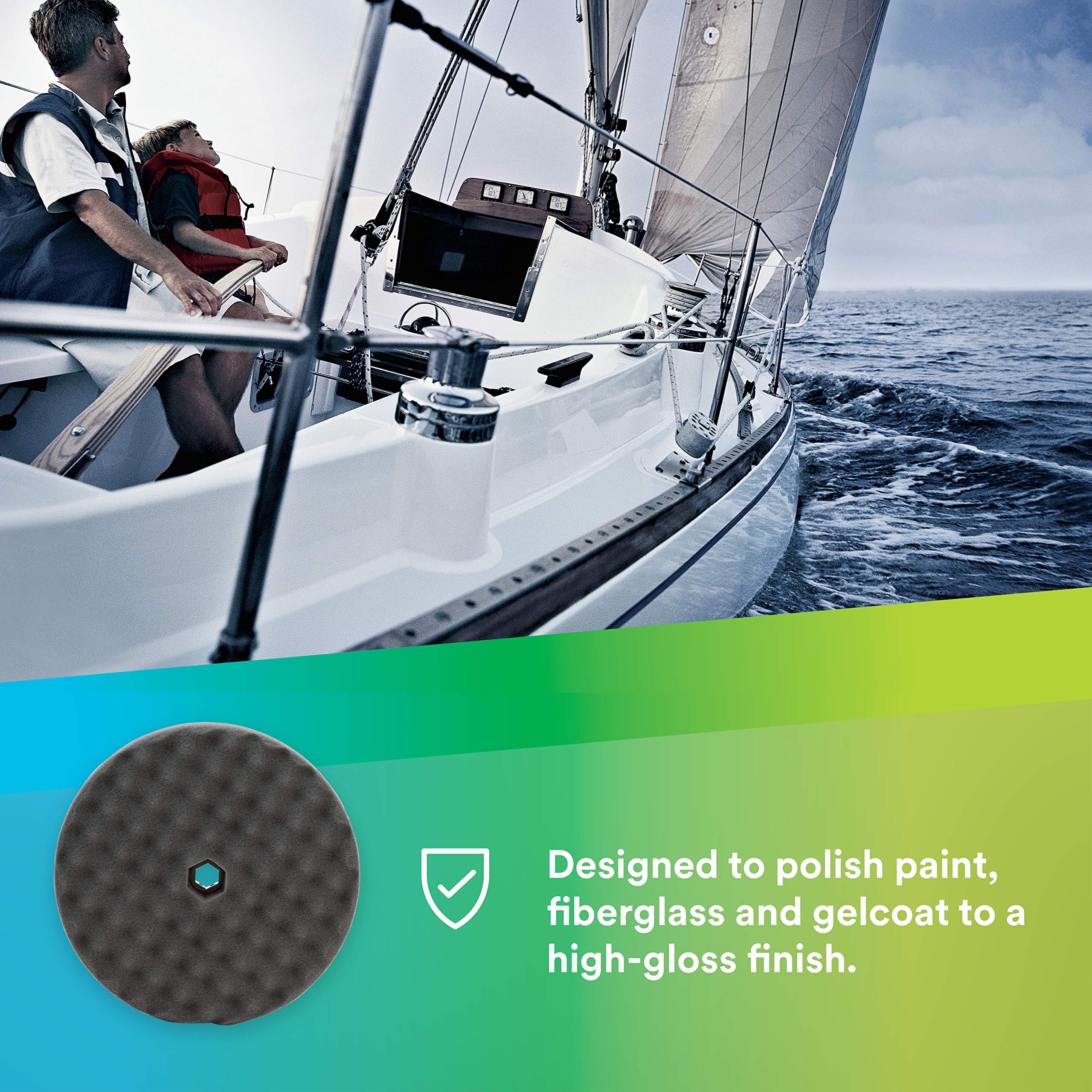 Perfect-It foam compounding pad 8in with waffle face for smooth contact on curves.