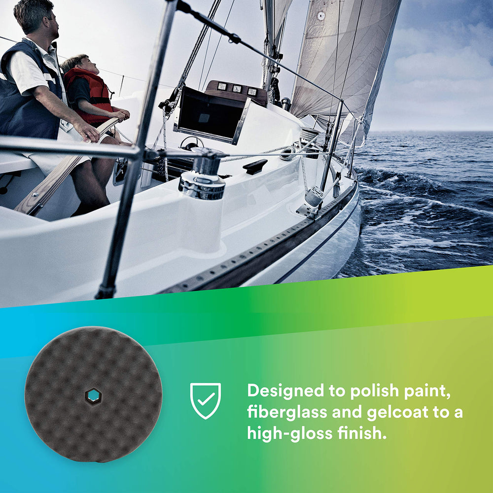 Perfect-It foam compounding pad 8in with waffle face for smooth contact on curves.